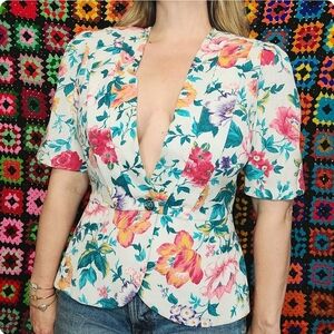 vintage 1980's blouse detachable neck bib - Tabby of California